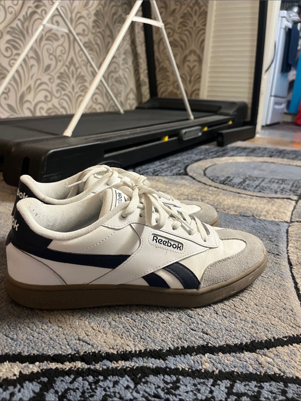 Reebok Men’s White & Navy Low-Top Sneakers